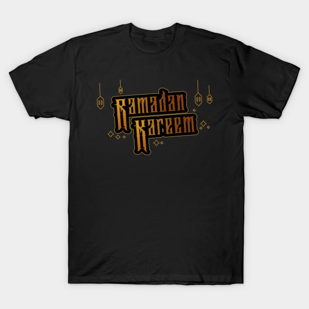 ramadan kareem gold with grain effect custom lettering background T-Shirt by fandi.creations